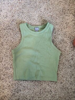Tilly’s Ribbed Crop Tank Top in Light Green